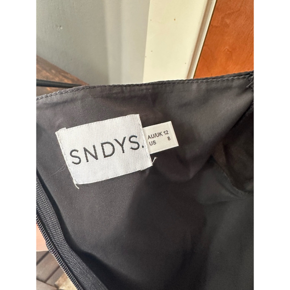 SNDYS Black Off Shoulder‎ Long Sleeve Ruched Drawstring Mini Dress US 8 - Picture 4 of 5